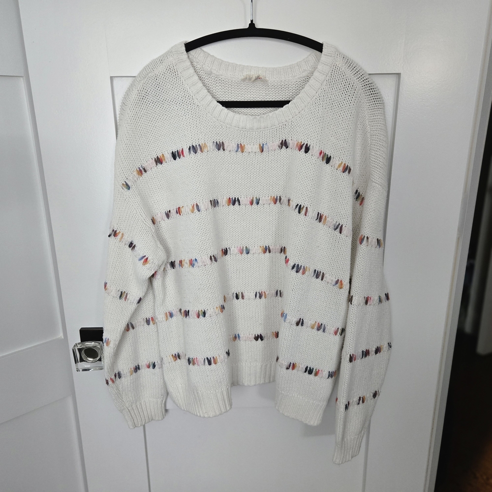 The General Good, Size XL, White And Multicolor Knit Sweater - Picture 2 of 9